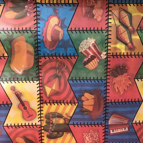 TNT Estampado Junino Bandeirolas Costuradas - 1 Metro