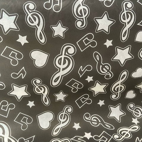 TNT Estampado Símbolos Musicais Fundo Preto - 1 Metro - comprar online