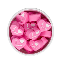 Mini mordillo i love mom/dad rosa 25mm - comprar online