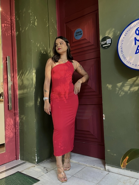 Vestido Bae longo fenda traseira vermelho