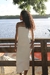 Vestido tubinho longo fenda traseira off white - MALOVI