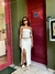 Saia midi fenda frontal off white