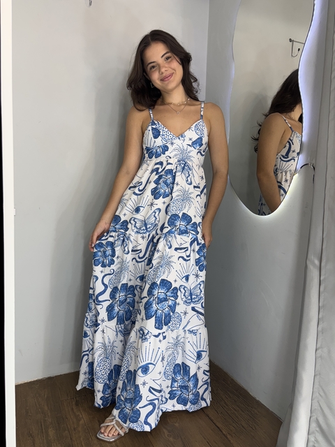 Vestido Brisa estampa tropical blue - comprar online