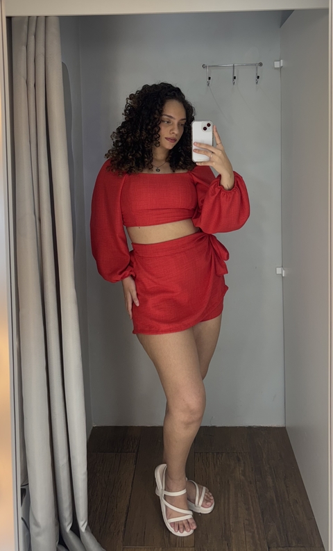 Short saia amarração vermelho rubi
