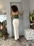 Saia midi fenda frontal off white - loja online