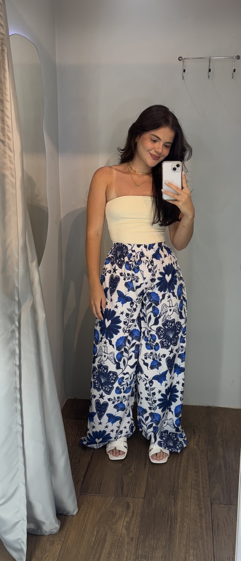 Pantalona sem fendas estampa jardim secreto - comprar online