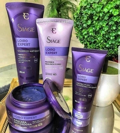 Combo Siàge Loiro Expert (2 produtos) Shamp + Repositor pré e pós química - Um Toque Gentil