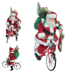 Resina Papai Noel colecionável na bicicleta 27,5cm