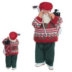 Resina Papai Noel colecionável golfista 27,5cm