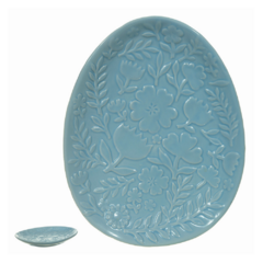 Prato/petisqueira em formato oval floral azul 19,3cm - 54145003 - Loja Receba com Carinho