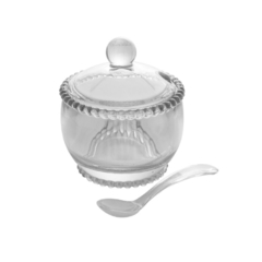 Açucareiro de cristal com colher bolinhas Pearl 10cm x 8cm x 7cm - Wolff (28379) - comprar online