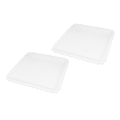 Cj 2 petisqueiras de porcelana branca e bolinhas com 20cm x 20cm x 2cm (quadradas) - Wolff (27559)