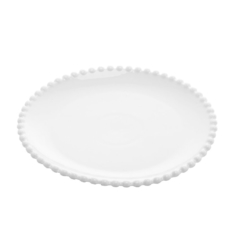 Cj 6 pratos para sobremesa de porcelana bolinhas Beads Branco 20 cm - Wolff (27821)