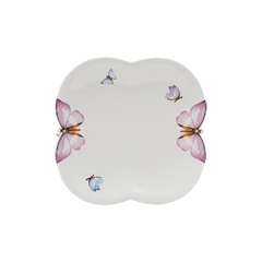 Cj 6 pratos para sobremesa de porcelana Borboletas 19cm - Wolff (1168)