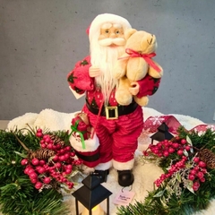 Papai Noel 45cm carregando urso - 47708001