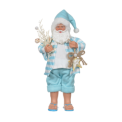 Resina Papai Noel colecionável praia azul 30cm (51424001)