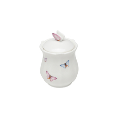 Pote de porcelana com tampa Borboletas 13cm e capacidade de 350ml - Wolff (1152)