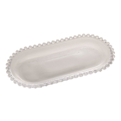 Travessa oval de cristal bolinhas Pearl 24cm x 12cm x 2cm - Wolff (28386)