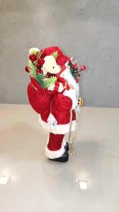 Papai Noel 30cm com eski de neve e ursinho - 47675001 - Loja Receba com Carinho