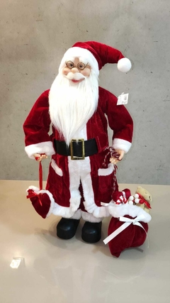 Papai Noel 62cm com saco presentes,ursinho e coração - 44610001 na internet