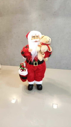 Papai Noel 45cm carregando urso - 47708001 na internet