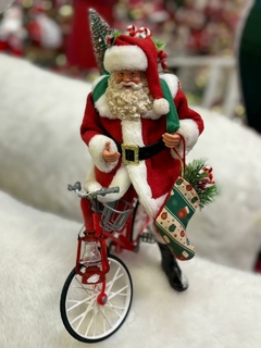 Resina Papai Noel colecionável na bicicleta 27,5cm - comprar online