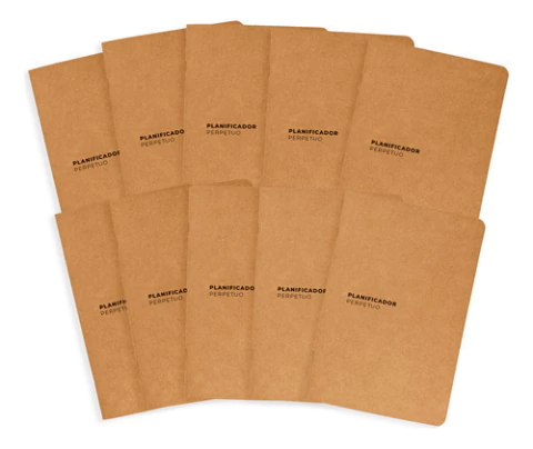 Planificador Perpetuo Eco A5 15x21 Planner Mensual Pack X10