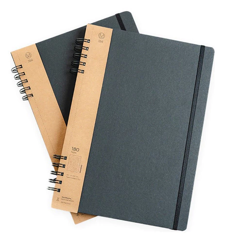 Cuaderno Negro Ecológico A4 (21x30) Anillado 180 H - Pack X2