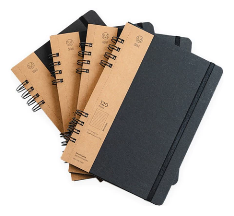 Cuaderno A5 Negro Ecológico (15x21) Anillado 120 H - Pack X4