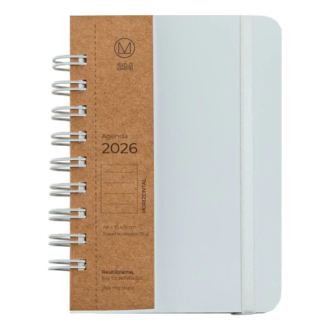 Eco Agenda Semanal 2026 A6 (10x15cm) Tapa Dura - 2m