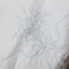 Lençol casal 100% linho | flores azul claro - comprar online