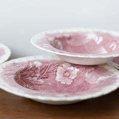 Conjunto pratos ingleses | jardim xadrez rosado - comprar online