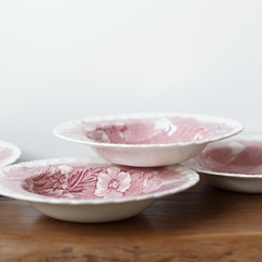 Conjunto pratos ingleses | jardim xadrez rosado - loja online