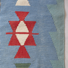 Imagem do Kilim turco azul, rosa e vermelho 176 x 290 cm