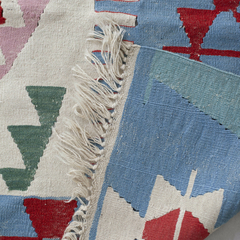 Kilim turco azul, rosa e vermelho 176 x 290 cm na internet