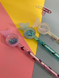 Caneta em gel - Borboleta - Tag pra mim
