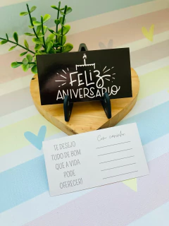 25 Cartões Feliz Aniversário "Preto"