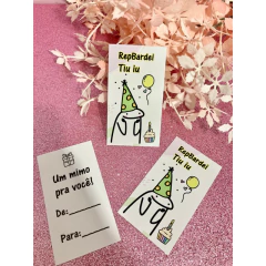 Cartão Tag Feliz Aniversário - 9x5cm - Pronta entrega - 25/50/100 unidades - loja online