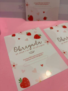 50 Mini Folhetos Obrigada - Moranguinho - Pronta Entrega - Tag pra mim