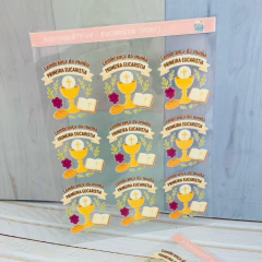 Adesivos DTF UV - Primeira Eucaristia - Primeira Comunhão - Pronta entrega