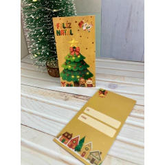 Imagem do kit com 75 Cartões Tag de Natal 9x5cm - Pronta entrega