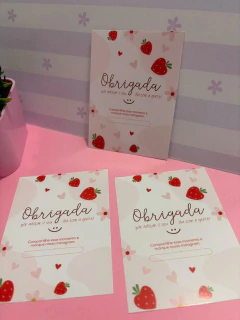 50 Mini Folhetos Obrigada - Moranguinho - Pronta Entrega - loja online