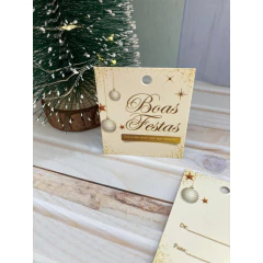 Mini Tag Boas Festas - 5cm x 4,5cm - Pronta entrega - 50/100 unidades - comprar online