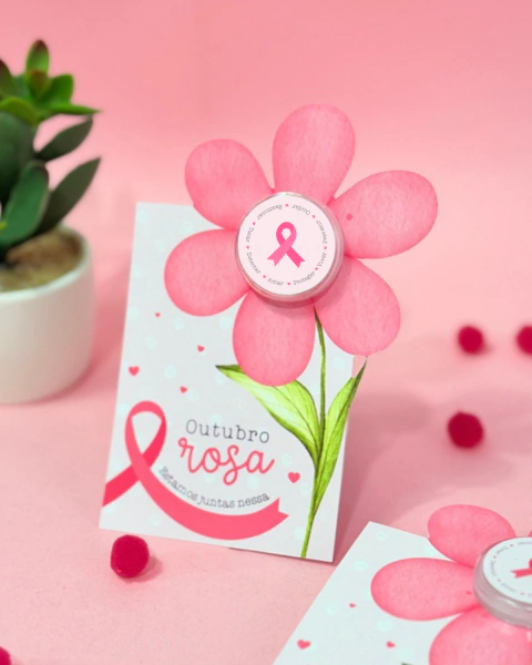 Cartão com Hidratante - Flor - Outubro Rosa - Mínimo 10 UNIDADES - comprar online