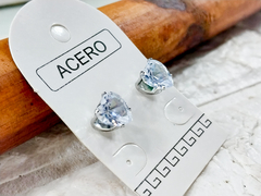 par de aros corazon cubic engarzados acero quirurgico - comprar online