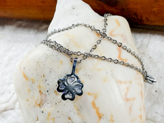 conjunto dije trebol piedra cubic + cadena acero quirurgico