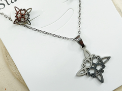 conjunto dije + cadena + aros nudo de bruja acero quirurgico - comprar online