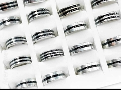 caja 36 anillos alianza unisex 17 a 22 acero quirurgico