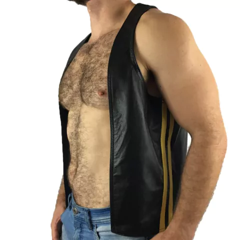 Colete de Couro detalhe Lateral
