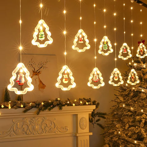 Cascata Pinheiro LED Natal 300cm 100leds 8 funções 3000K Branco Quente c/ Emenda Bivolt